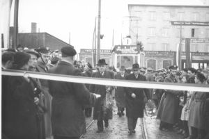 Uroczyste uruchomienie trakcji tramwajowej, 08.03,1959 r.